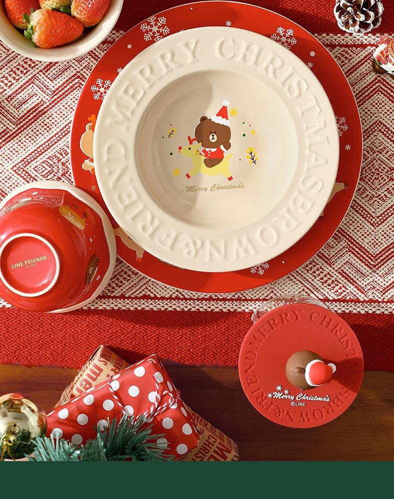 中国直送】日本 LINE FRIENDS クリスマス食器 ボウル バタフライ