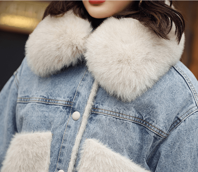 China direct mail Women's Denim Jacket Plush Warm Jacket 2019 New