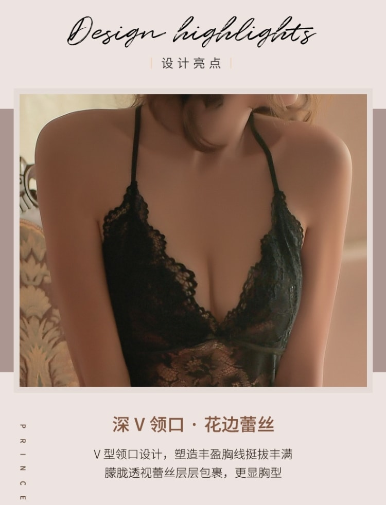【中國直郵】宜約 YIYUE 新款女性感蕾絲吊帶裙繫帶睡裙制服誘惑歐美睡衣 紅色均碼