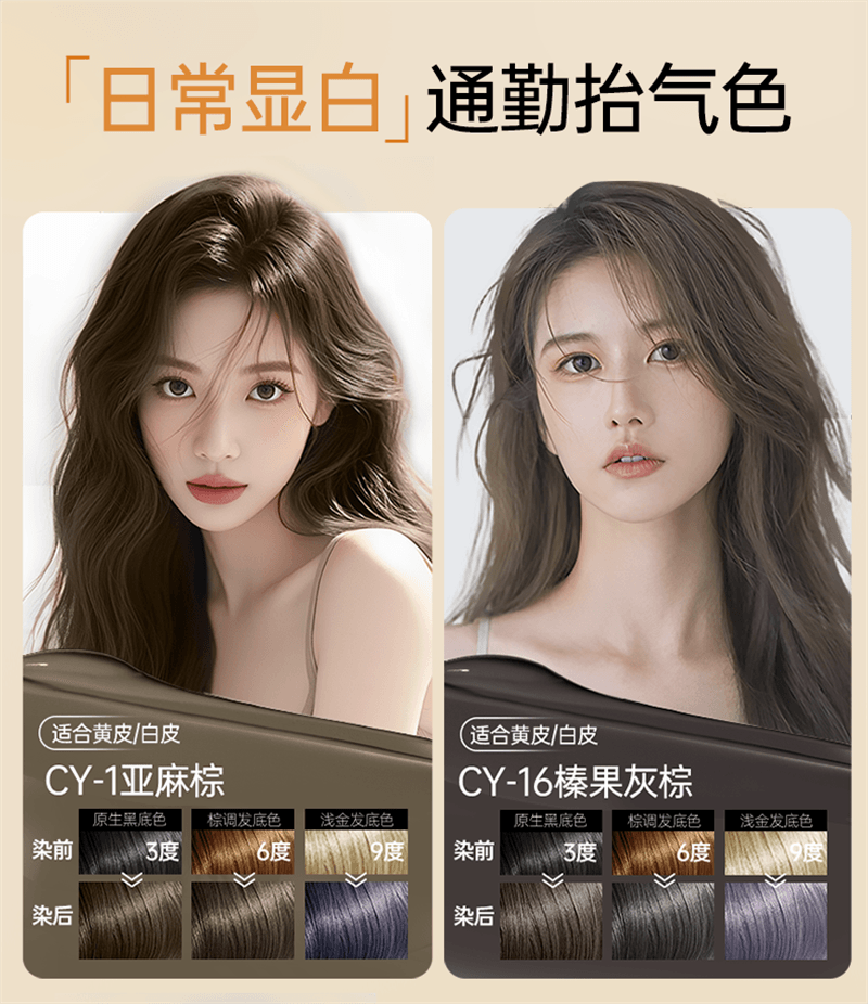 【中國直郵】 PH5B 染髮膏榛果灰棕冷棕色染髮劑純植物黑茶色2025流行自己在家染髮 榛果灰棕 170ml