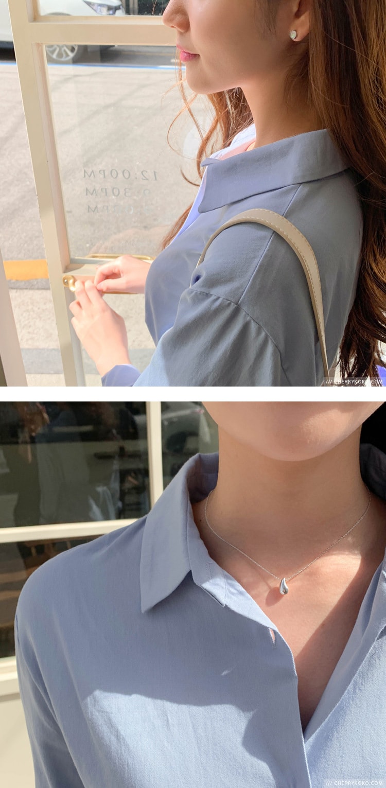 【韩国直邮】CHERRYKOKO 学院风基本款纯色舒适系带长款衬衫连衣裙 象牙色 均码