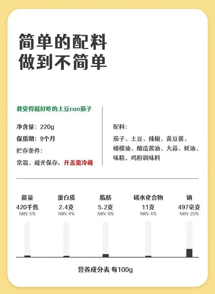 【中國直郵】 低卡博士 馬鈴薯nao茄子 下飯拌飯醬 220g*1瓶