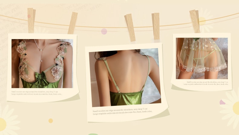 【中國直郵】曼煙 情趣內衣 性感夢幻雛菊公主蓬蓬裙套裝 綠色均碼