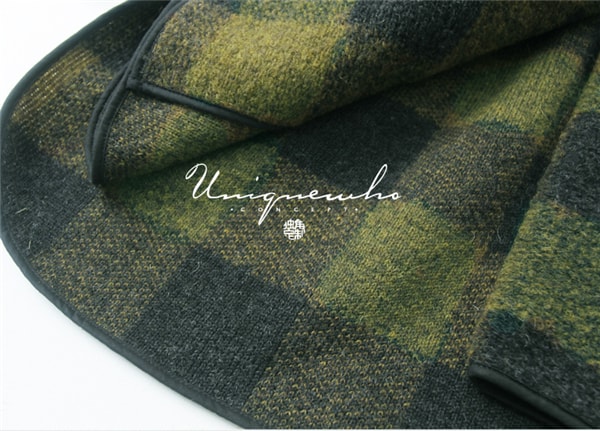 Green Plaid Medium Length Loose Wool Coat M