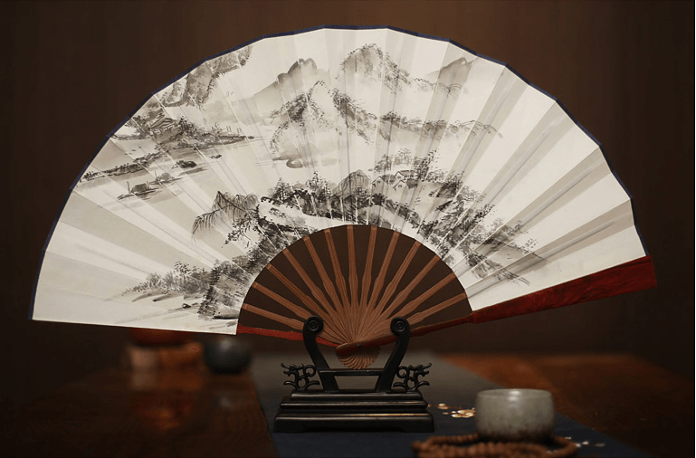 China direct mail 2019 Chinese style men's rosewood hand-painted white paper fan calligraphy fan # 1 piece
