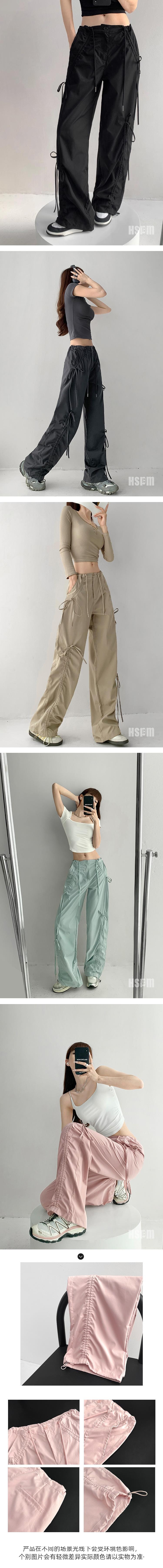 【中國直郵】 HSPM 新款甜酷辣妹設計感蝴蝶結工裝褲 粉紅色 S