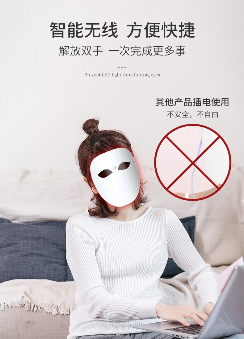 【中国直邮】卡蕾兰 光子嫩肤仪面部美容仪面膜面罩家用脸部光谱面罩排灯红蓝光 108 LED