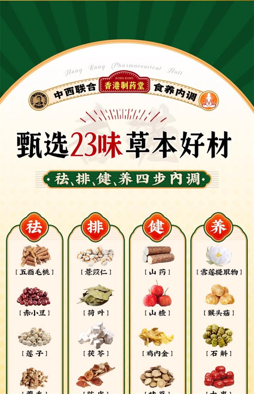 【中国直邮】 香港制药堂 薏仁茯苓雪莲轻湿膏 食养内调 调理脾胃舌苔厚 补中益气 健脾祛湿 200g/盒