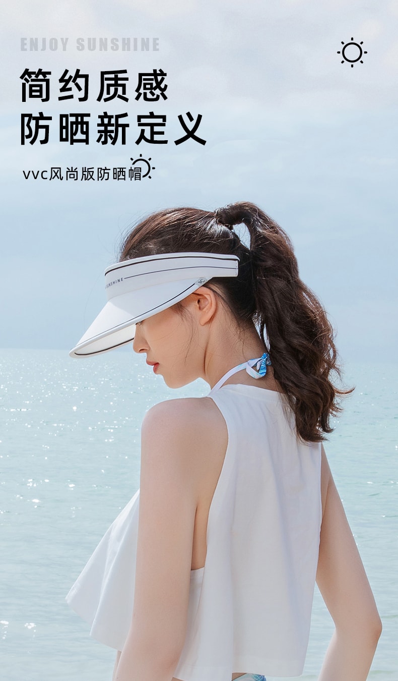 【中国直邮】VVC防晒帽 防紫外线遮脸空顶 时尚黑 风尚版