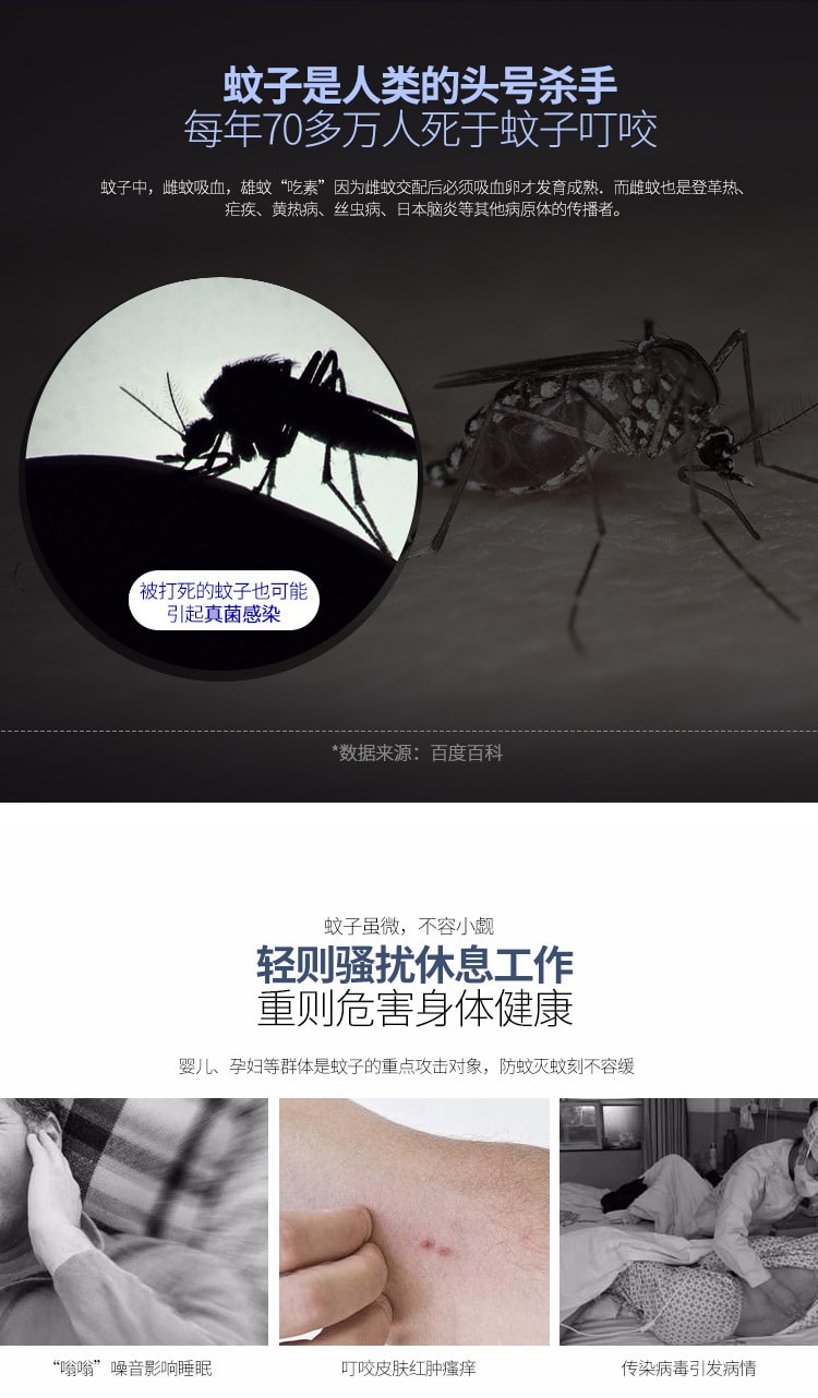 中国直邮 Coopever 紫外光触媒诱蚊灭蚊灯捕蚊器静音捕蚊灯 USB 黑色