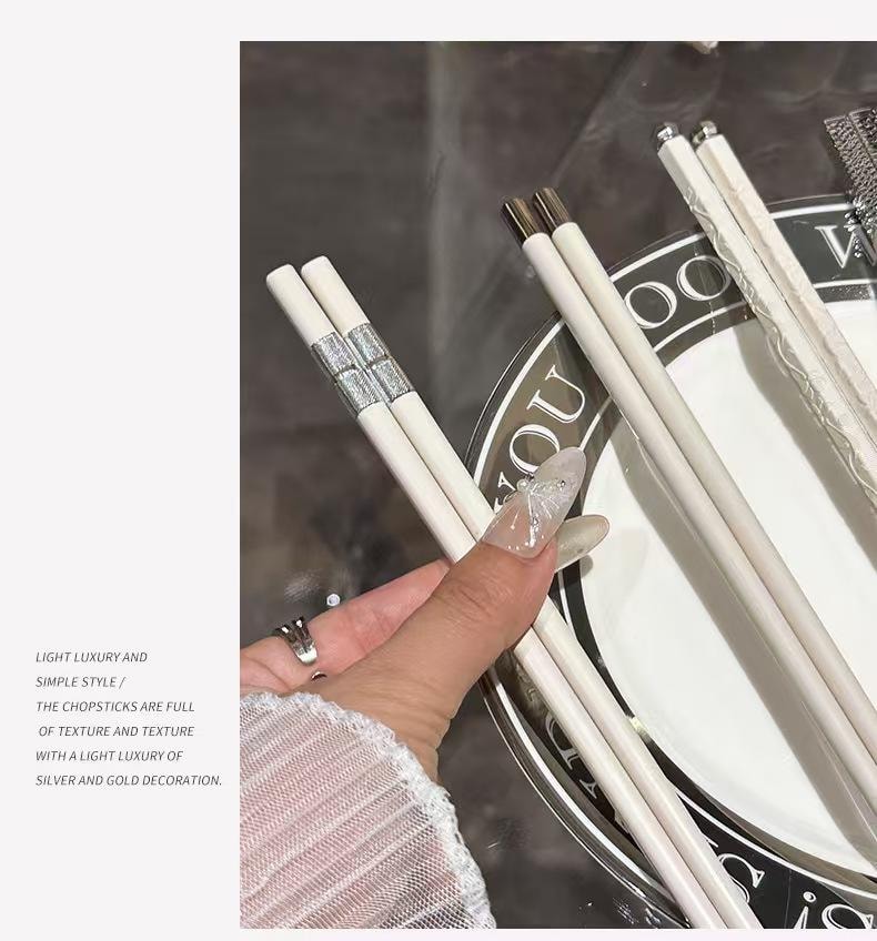  沁園庭 簡約輕奢金銀款筷子10雙 1包裝 耐高溫抗菌防黴 國貨精品