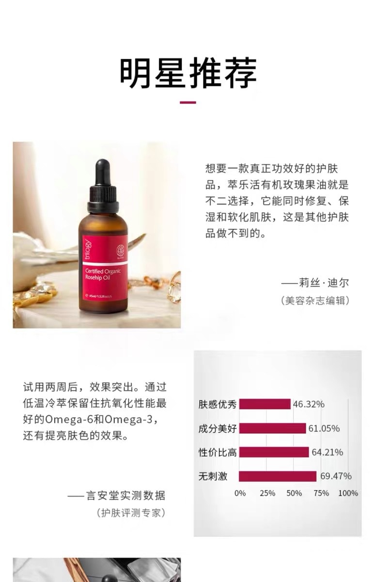 新西兰TRILOGY有机天然玫瑰果油精华液45ml