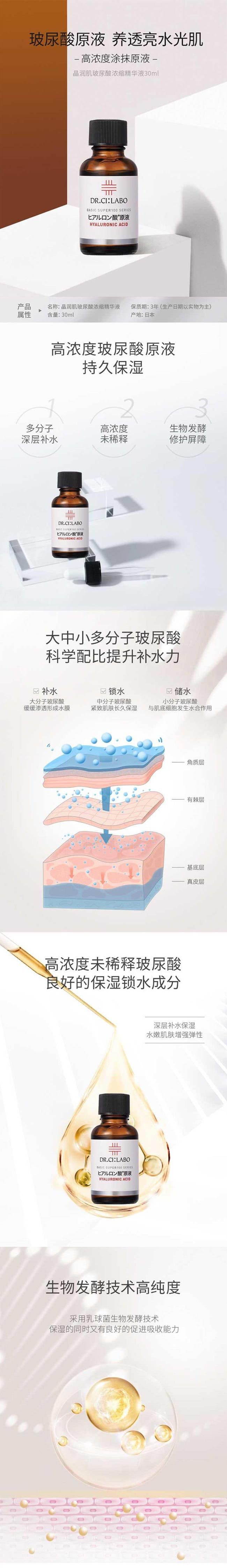 【日本直邮】DR.CI:LABO城野医生 玻尿酸原液面部精华 30ml