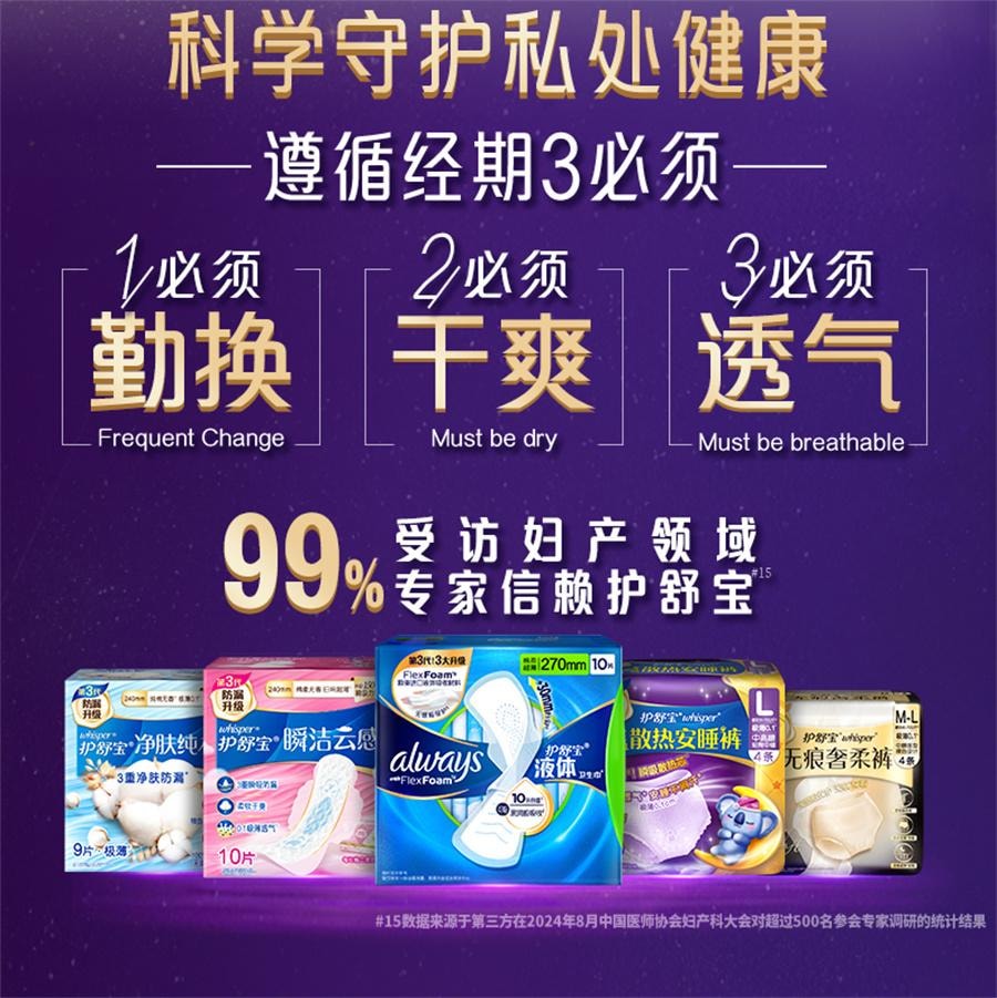 【中國直郵】 美國 護舒寶 散熱無尾熊安睡褲M碼 4條/包