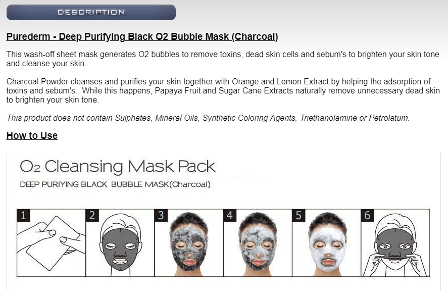 Deep Purifying Black O2 Bubble Mask Charcoal 1Sheet