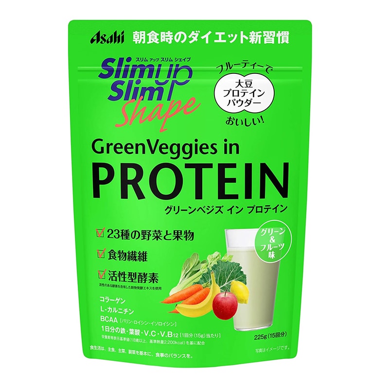 日本朝日ASAHI SLIM UP SLIM 大豆蛋白代餐粉 减肥瘦身粉 粉末型奶昔 蛋白粉 多种蔬菜口味  225g