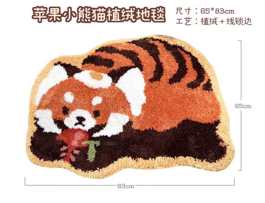 【中国直邮】 过敏元件 毛绒地毯 卧室地垫 居家饰品 创意 卡通 -小熊猫  1个丨*预计到达时间3-4周