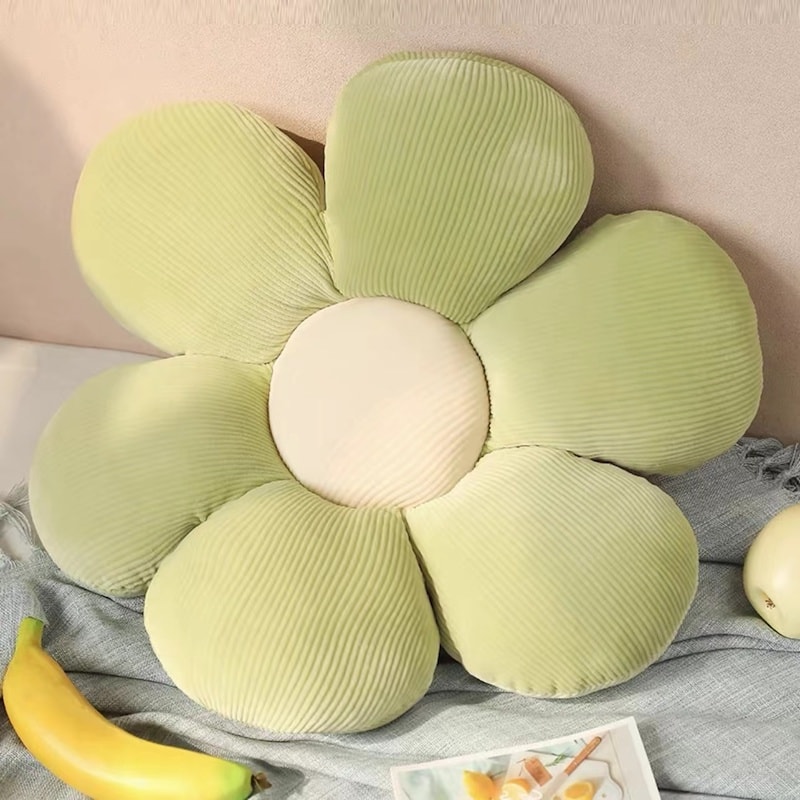 【中國直郵】Lullabuy 小菊花抱枕坐墊 綠芯米白 32 -35 cm
