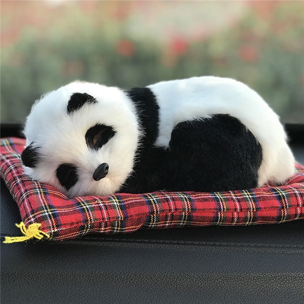中國直郵 汽車擺飾模擬熊貓車載擺件汽車毛絨玩具寵物 熊貓一隻