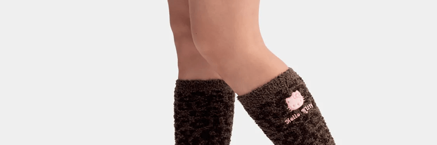 野兽派 Hello Kitty × tbh 毛绒堆堆袜 两双套装 可可豹纹/树莓粉