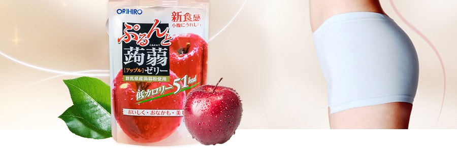 日本ORIHIRO 低卡纤体蒟蒻果冻 苹果味 130g