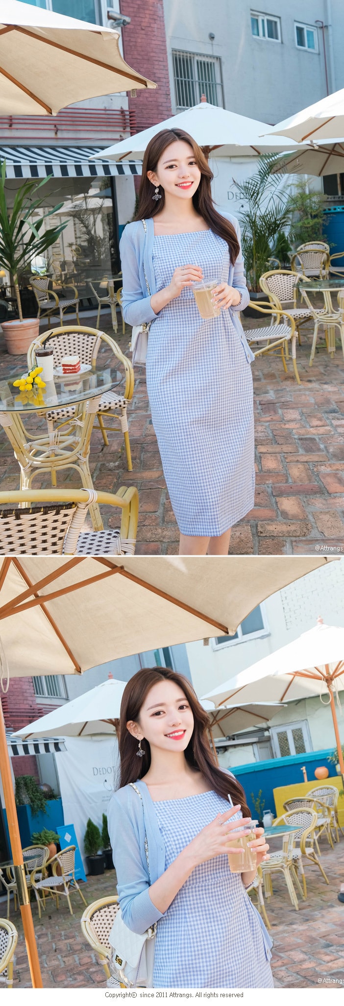 【韩国直邮】ATTRANGS 百搭多色V领气质简约时尚针织衫 天蓝色 Free