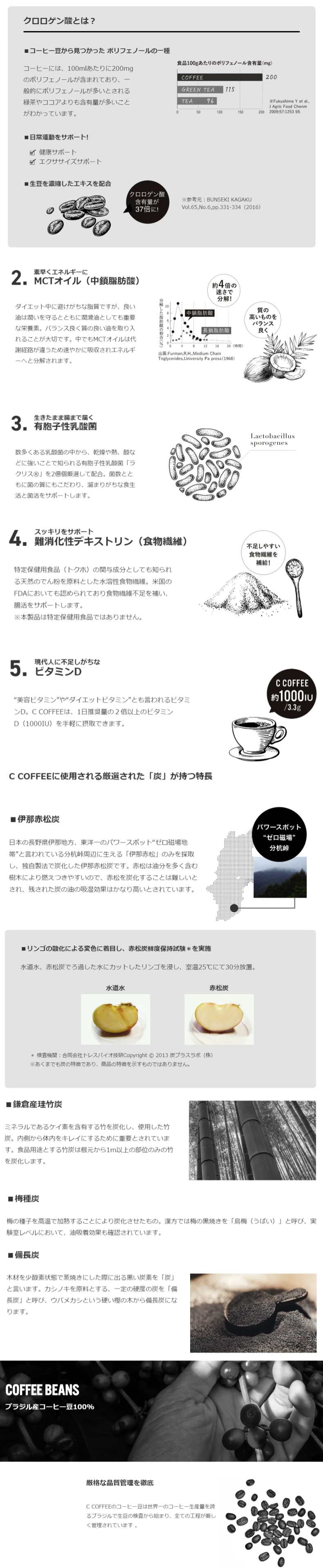 【日本直邮】日本 C Coffee Bean 乳酸菌 MTC 燃烧脂肪 黑炭 抗老 代餐咖啡 100g