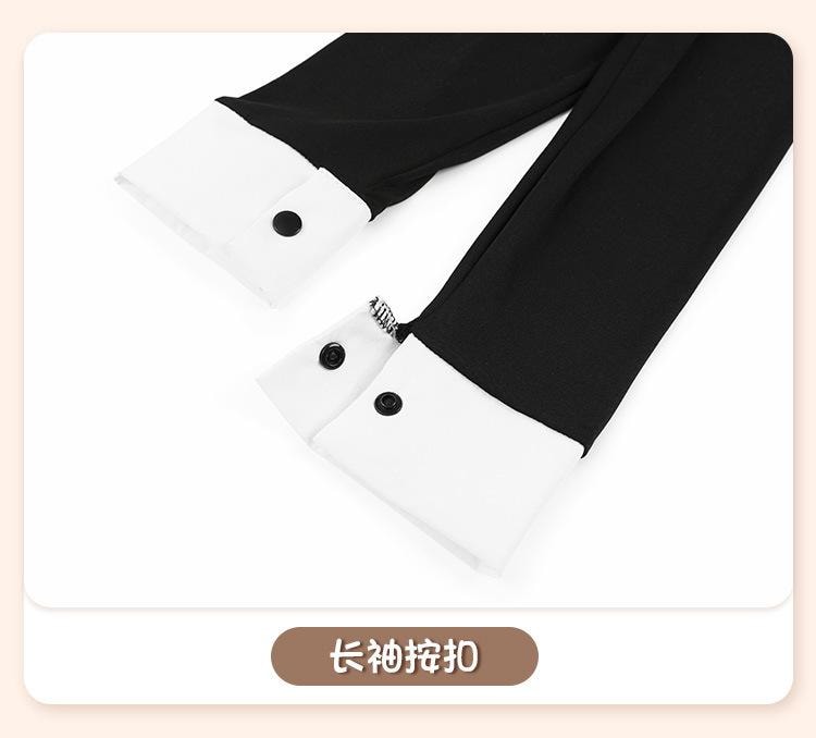 【中國直郵】霏慕 新品 一字抹胸高開衩女僕套裝 白黑【女僕髮箍+抹胸+圍裙】