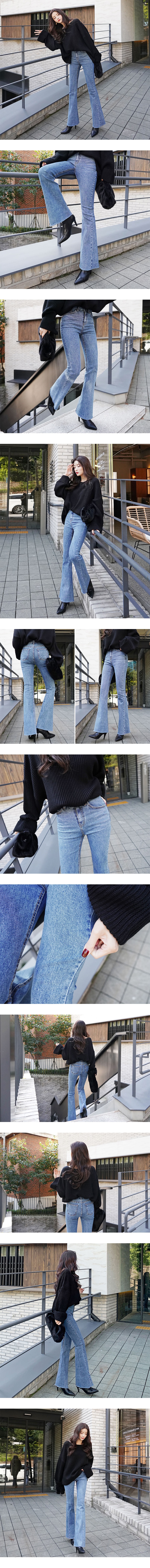 【韩国直邮】 SSUMPARTY 韩国高腰喇叭牛仔裤女 #蓝色 S(25-26)