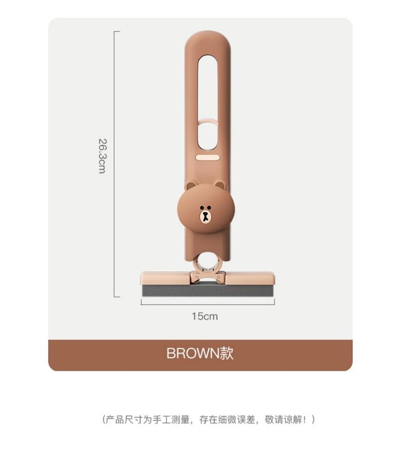 【中国直邮】 日本 LINE FRIENDS 布朗熊桌面迷你小型拖把免手洗可旋转拖布 小拖把1个