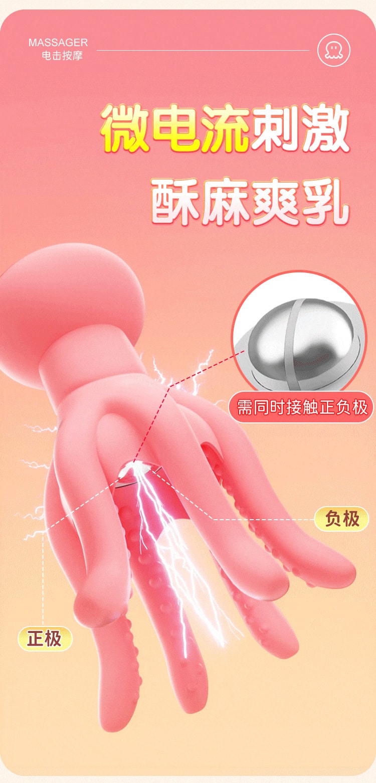 【中国直邮】ROSELEX 章鱼电击乳房按摩器-粉色女用成人情趣用品震动