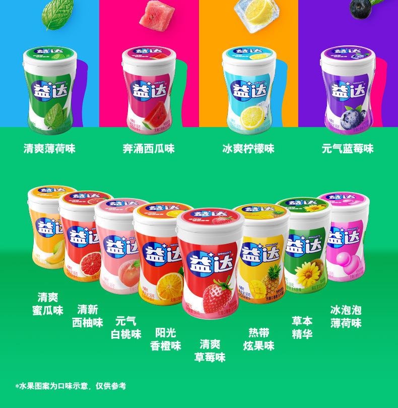 【中國直郵】 益達 木糖醇口香糖 冰檸檬口味 40粒*1盒 清新口氣糖零食