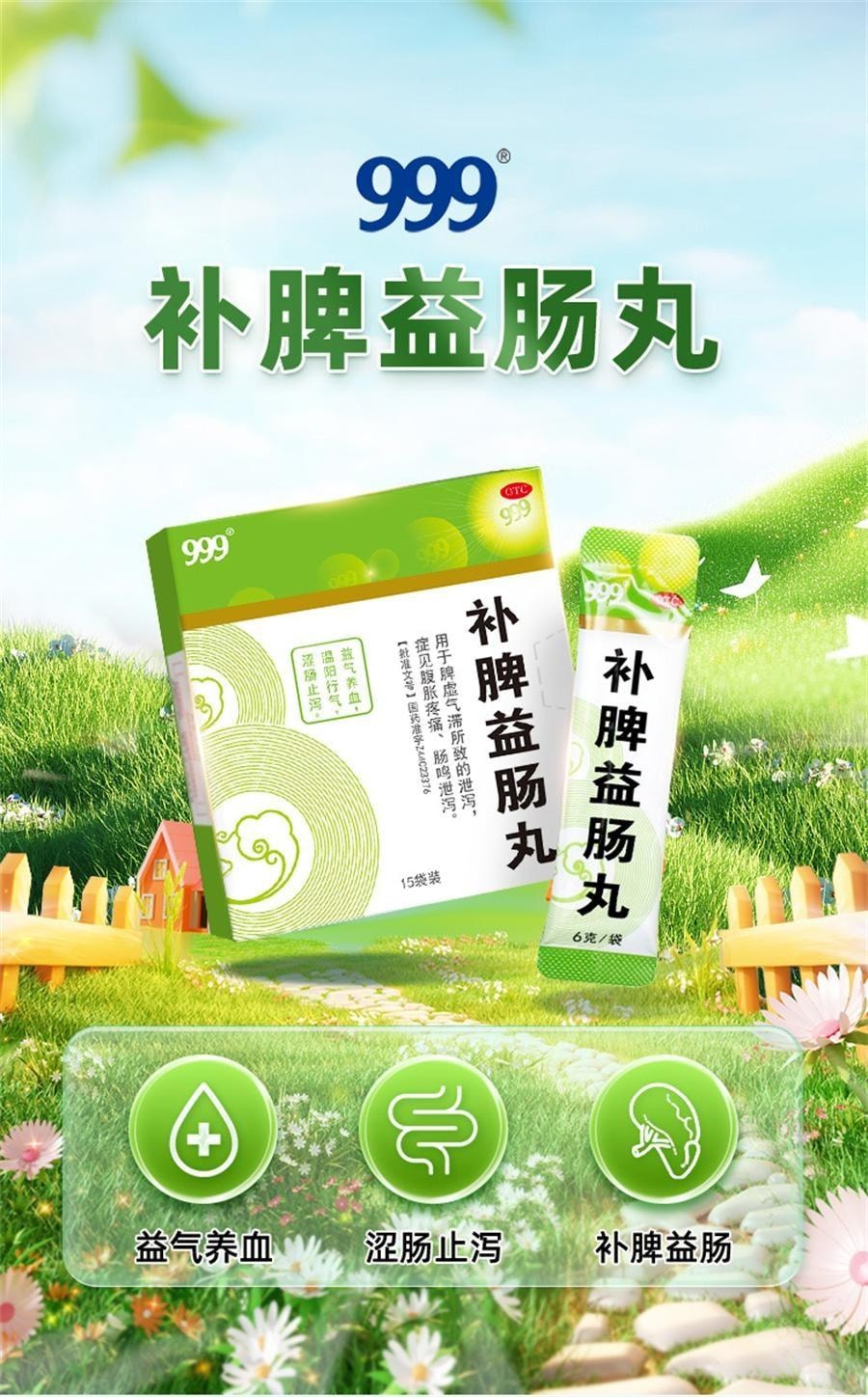 【中国直邮】 999 补脾益肠丸 归脾健脾 祛湿调理脾胃脾虚去湿气重中药 15袋/盒(医师推荐拍3盒)