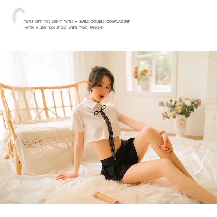 【中國直郵】瑰若 情趣內衣 清純學生製服套裝 M碼 黑白款