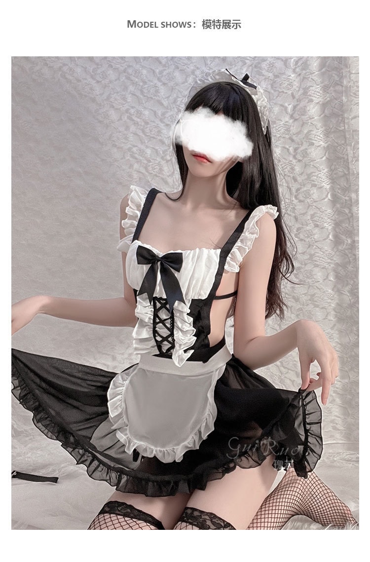 【中国直邮】瑰若 情趣内衣 性感露背女仆制服套装 均码 白色款