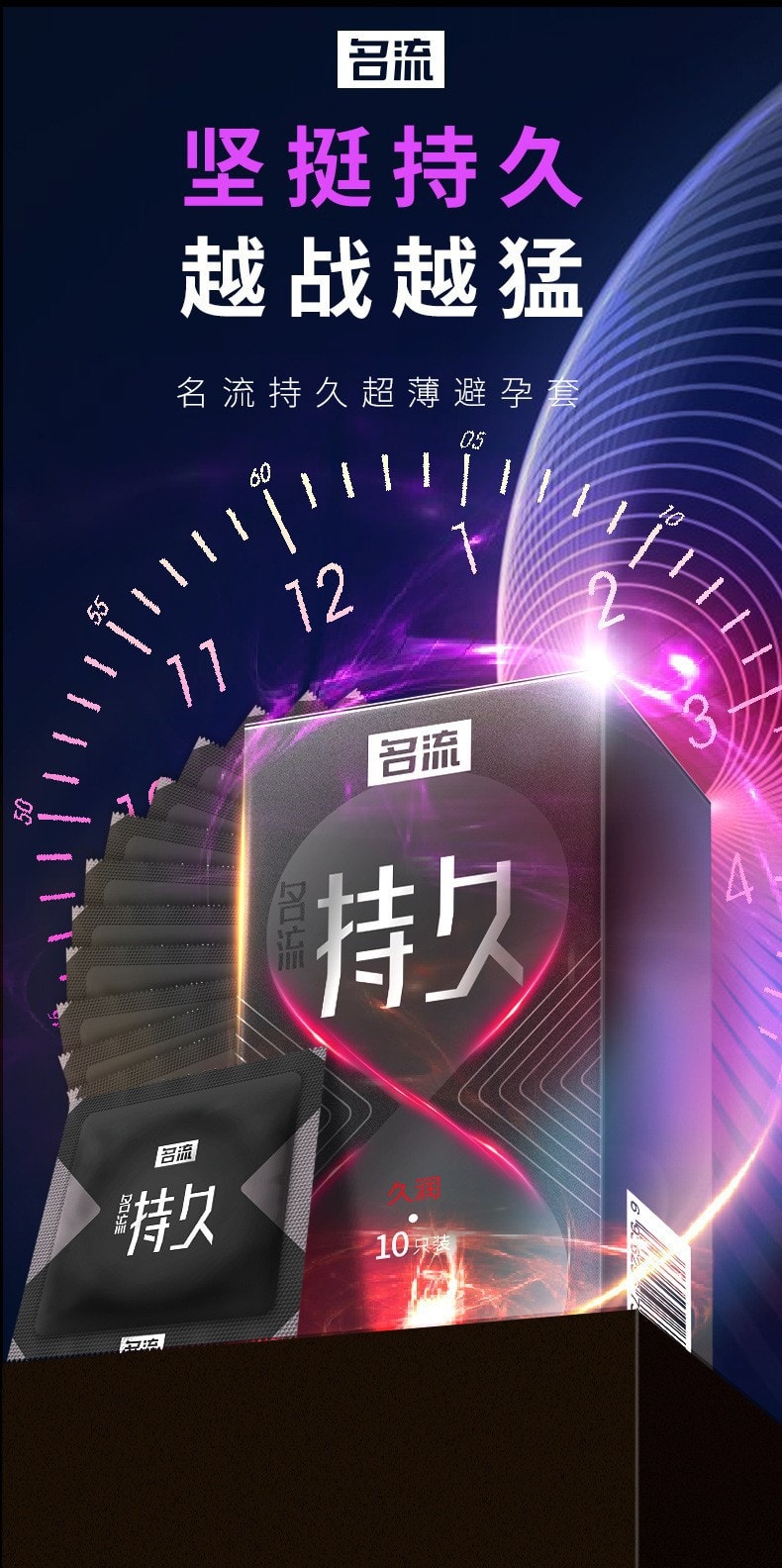 【中国直邮】名流 避孕套持久系列 夫妻情趣用品 持久系列-超薄12只装