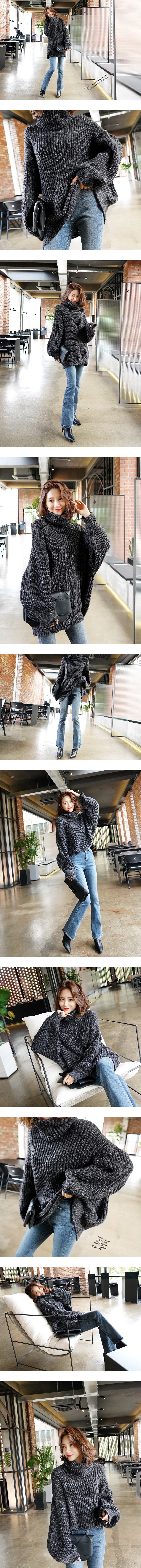 WINGS Oversized Turtleneck Sweater #Charcoal One Size(Free)