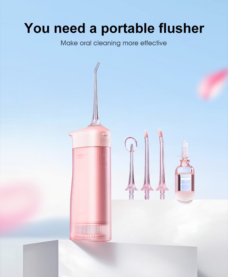 Water Flosser Teeth 4 Type Nozzle Cleaner Oral Irrigator Pink