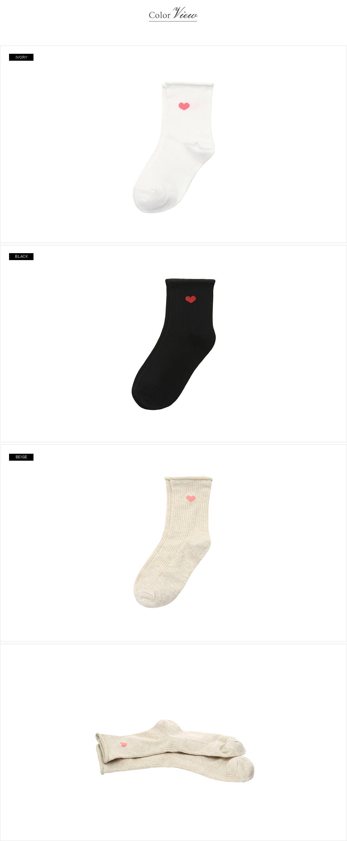 【韩国直邮】ATTRANGS 红色心形花纹袜子 黑色 均码