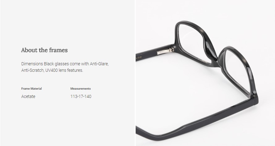 Digital Protection Glasses: Dimensions - Black (DL75012 C1)