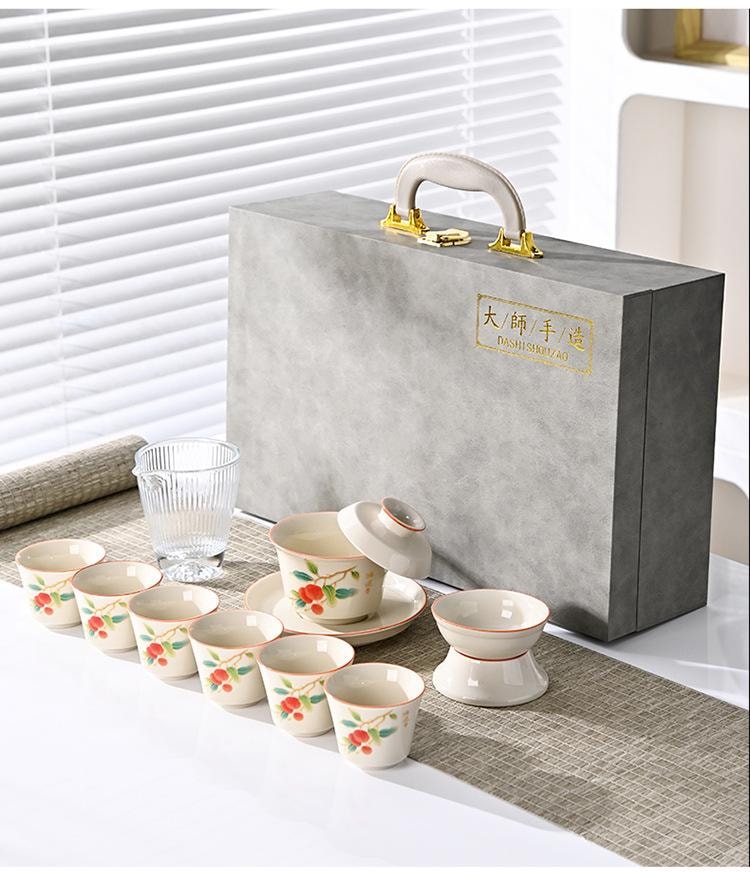 Ceramic Teacup Set with Handle Teapot 1 Set