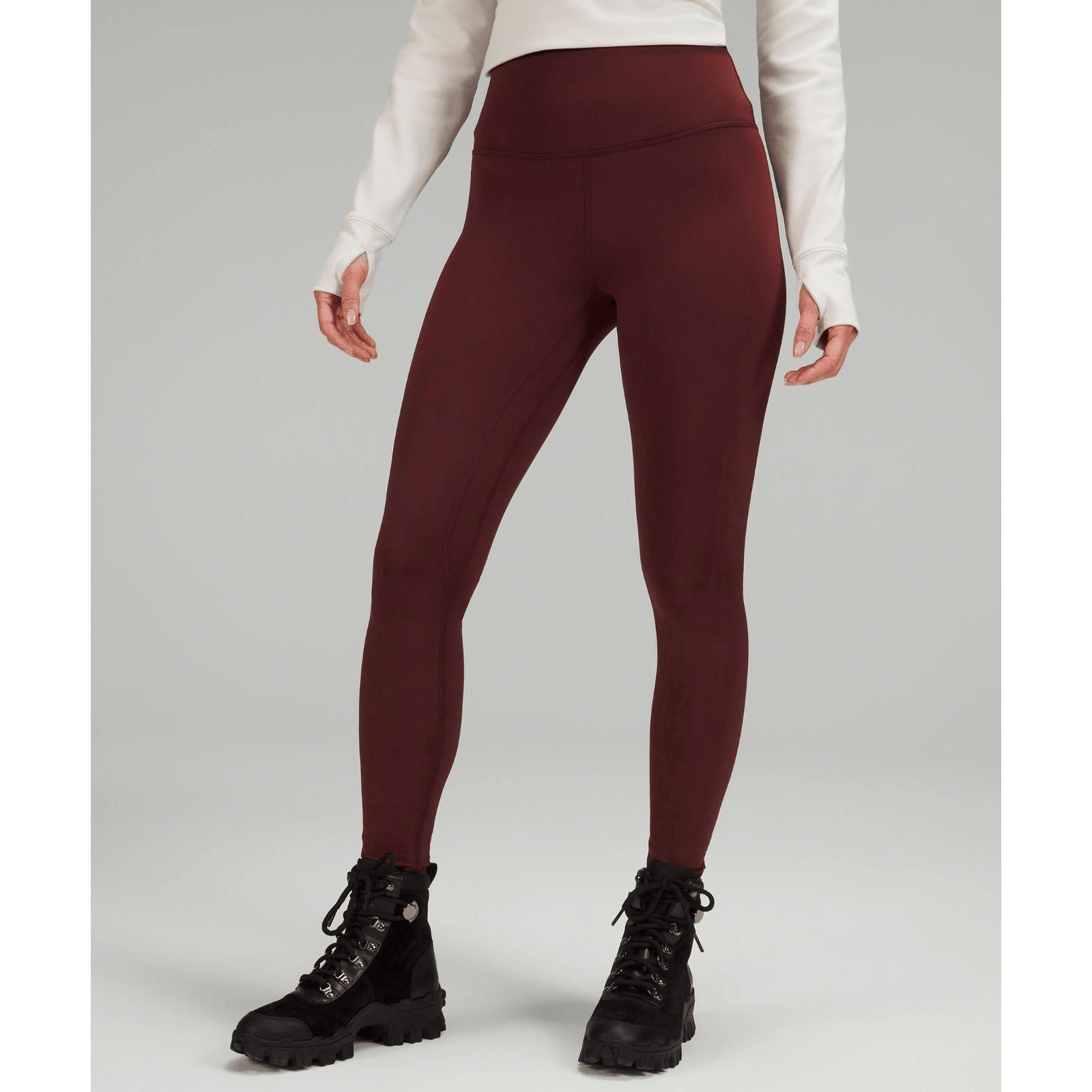 LULULEMON||Fleece女士運動高腰拉絨緊身褲26"亞洲版型||紅色梅洛 L LW5FBKA