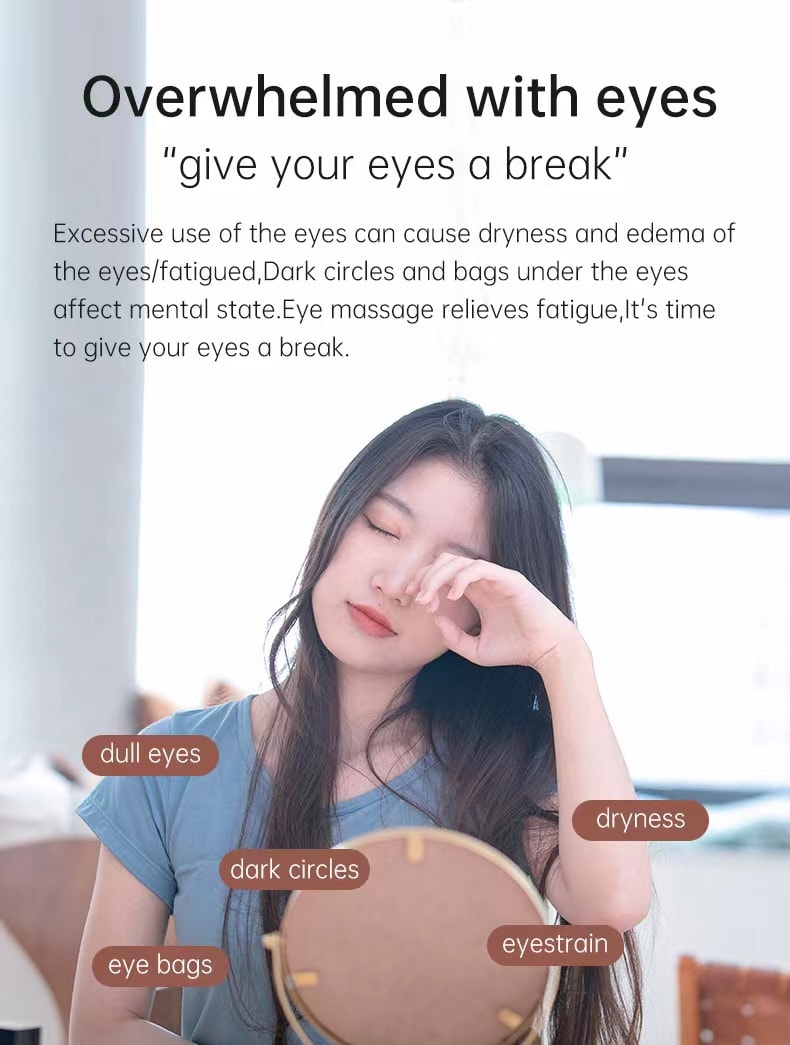 【兩種款式隨機出貨 功能完全一樣】智慧充電護眼儀眼部按摩儀冷熱敷震動眼罩 藍色 1件