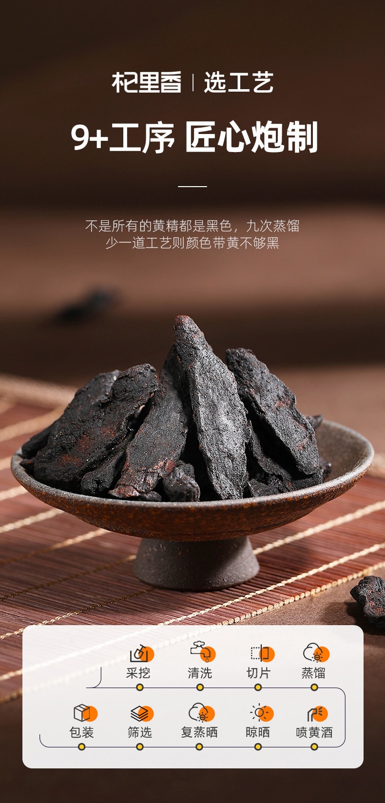 【中國直郵】杞里香 黃精250g黃精肉厚九蒸九曬黑亮透油製黃精九華山