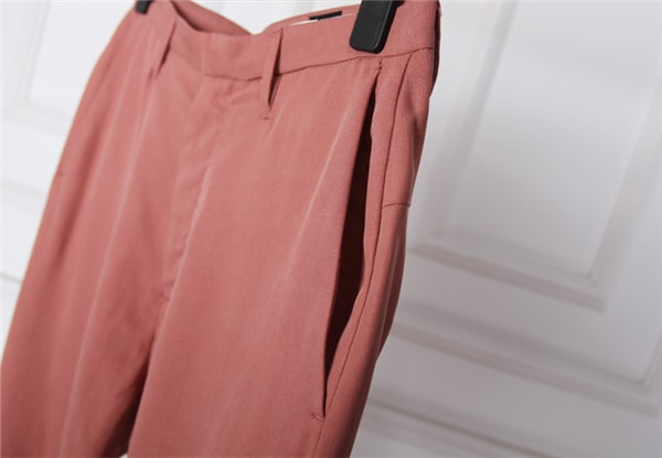 Rubber Pink Middle Waist Casual Trousers Pants for Women L