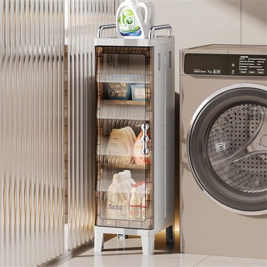 【中國直郵】 美國 法提娜 窄縫 折疊收納櫃 塑膠 磁吸開門 收納櫃儲物櫃 適用於浴室廁所客廳臥室儲物 1個