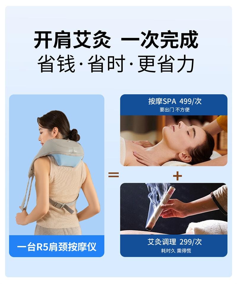 【中国直邮】 妙界 R5肩颈按摩仪揉捏开肩金推手背部腰部按摩器 海盐灰 1个