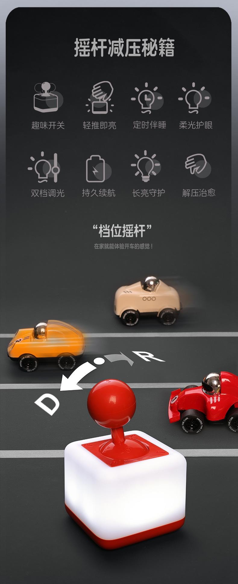 【中國直郵】 FOXTAIL 爆款 搖桿小夜燈 臥室睡眠 創意 解壓 科技感 家居 禮品燈 led -綠色 1個*|預計到達時間3-4週