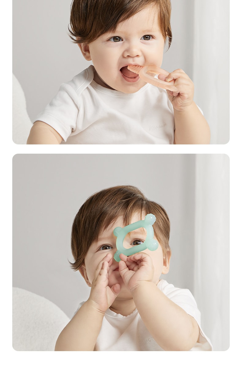 【中國直郵】Bc Babycare 新生嬰兒出牙訓練牙膠軟矽膠牙膠玩具帶收納盒 2件裝 粉紅色