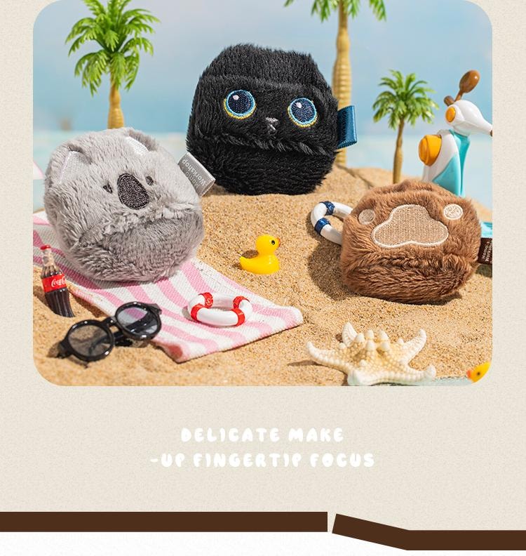 毛吉吉【小雞長毛絨便攜粉撲】雙收納防丟套裝58mm適配所有散粉盒翻縫工藝不脫毛(含波珠鍊+硬殼盒)一枚裝